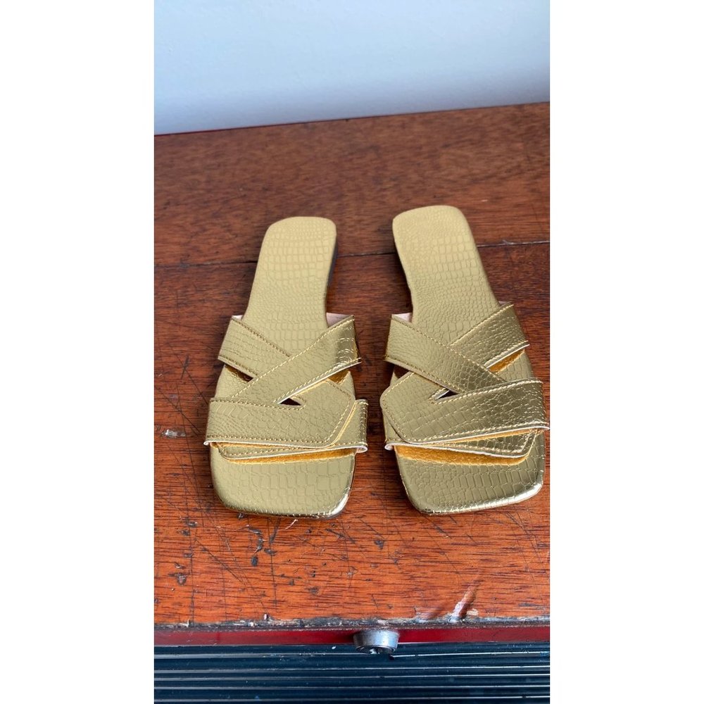 Golden flats sandals